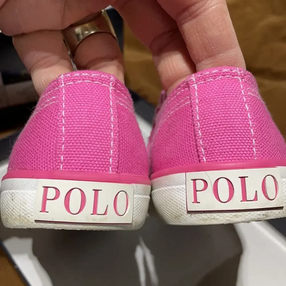 Ralph Lauren 10.5 hot pink slip on tennis shoe euc